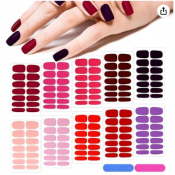 140 Pcs 10 Sheets Solid Color Full Wrap Nail Stickers Nail Polish Strips Gradient Stickers Glitter Self Adhesive DIY Art Decals Strips with 2 Pcs Nail Files for Holiday Nail Decor (Matte Style)